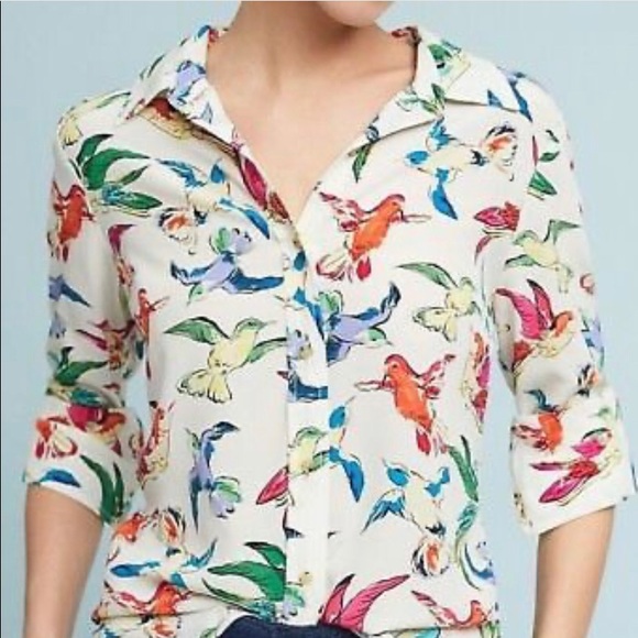 Anthropologie Tops - Anthropologie Maeve Potala Silk Shirt Size 6
